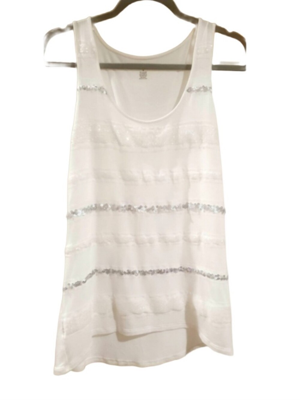A.n.a. sequined tanktop.  White and silver. New without tags